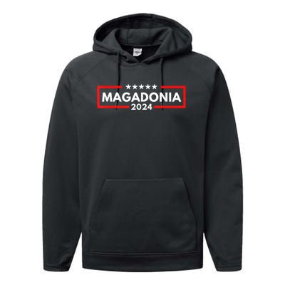 Magadonia 2024 Trump Voter Proud Trump Supporter Magadonian Performance Fleece Hoodie