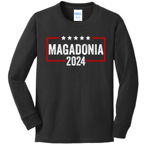 Magadonia 2024 Trump Voter Proud Trump Supporter Magadonian Kids Long Sleeve Shirt