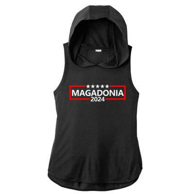 Magadonia 2024 Trump Supporter Proud Trump Voter Magadonian Ladies PosiCharge Tri-Blend Wicking Draft Hoodie Tank