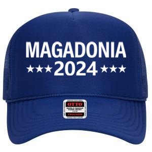 Magadonia 2024 Trump Supporter Proud Trump Voter Magadonian High Crown Mesh Back Trucker Hat