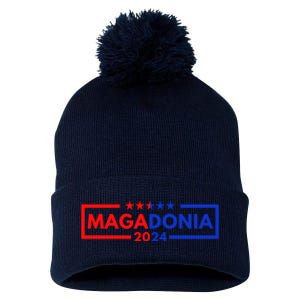 Magadonia 2024 Trump Supporter Proud Trump Voter Magadonian Pom Pom 12in Knit Beanie