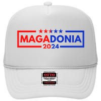 Magadonia 2024 Trump Supporter Proud Trump Voter Magadonian High Crown Mesh Back Trucker Hat