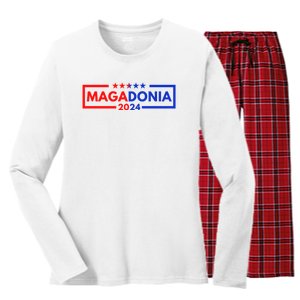 Magadonia 2024 Trump Supporter Proud Trump Voter Magadonian Women's Long Sleeve Flannel Pajama Set 