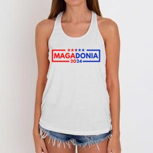 Magadonia 2024 Trump Supporter Proud Trump Voter Magadonian Women's Knotted Racerback Tank