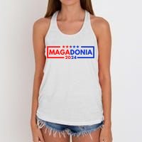 Magadonia 2024 Trump Supporter Proud Trump Voter Magadonian Women's Knotted Racerback Tank