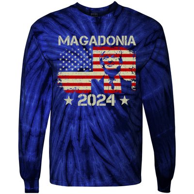 Magadonia 2024 Trump Supporter Proud Trump Voter Magadonian Tie-Dye Long Sleeve Shirt