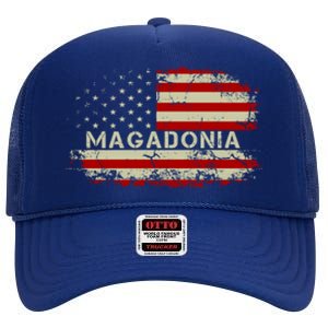 Magadonia 2024 Trump Supporter Proud Trump Voter Magadonian High Crown Mesh Back Trucker Hat