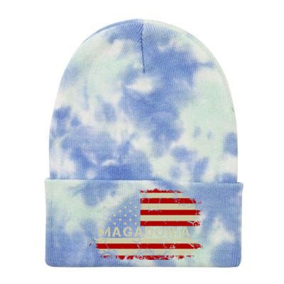 Magadonia 2024 Trump Supporter Proud Trump Voter Magadonian Tie Dye 12in Knit Beanie