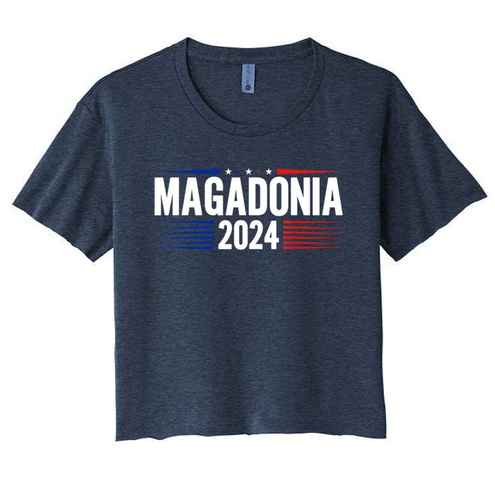 Magadonia 2024 Trump Voter Proud Trump Supporter Magadonian Women's Crop Top Tee