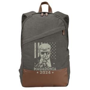 Magadonia 2024 Trump Supporter Proud Trump Voter Magadonian Cotton Canvas Backpack