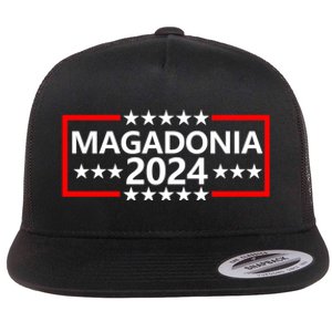 Magadonia 2024 Trump Supporter Proud Trump Voter Magadonian Flat Bill Trucker Hat