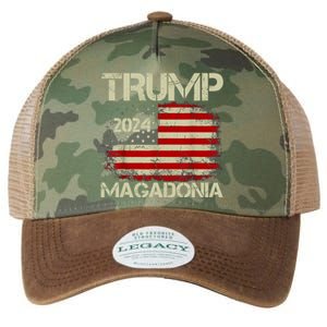 Magadonia 2024 Trump Supporter Proud Trump Voter Magadonian Legacy Tie Dye Trucker Hat