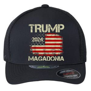 Magadonia 2024 Trump Supporter Proud Trump Voter Magadonian Flexfit Unipanel Trucker Cap