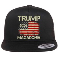 Magadonia 2024 Trump Supporter Proud Trump Voter Magadonian Flat Bill Trucker Hat