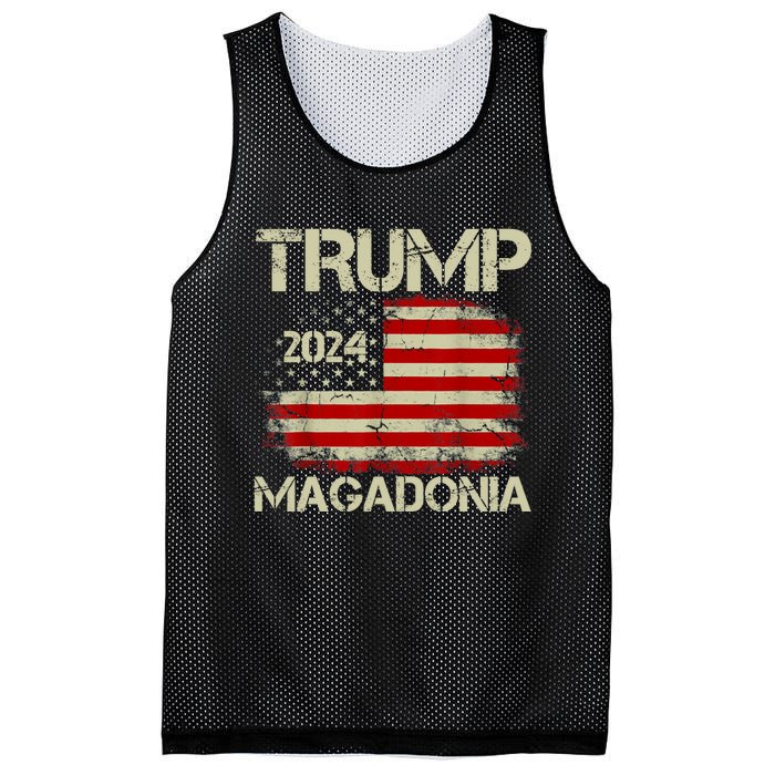 Magadonia 2024 Trump Supporter Proud Trump Voter Magadonian Mesh Reversible Basketball Jersey Tank