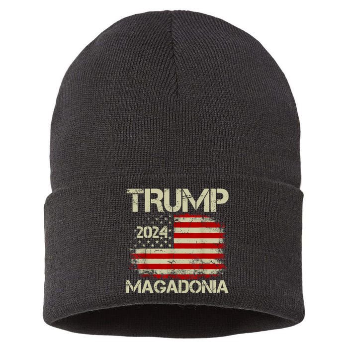 Magadonia 2024 Trump Supporter Proud Trump Voter Magadonian Sustainable Knit Beanie