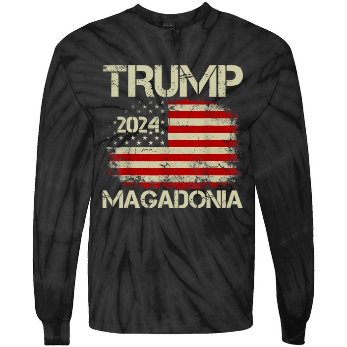 Magadonia 2024 Trump Supporter Proud Trump Voter Magadonian Tie-Dye Long Sleeve Shirt