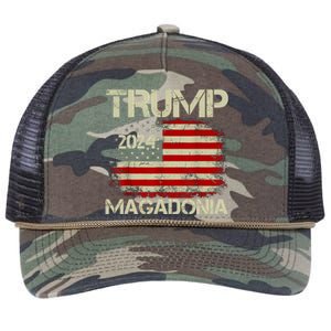 Magadonia 2024 Trump Supporter Proud Trump Voter Magadonian Retro Rope Trucker Hat Cap