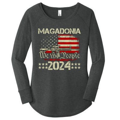 Magadonia 2024 Trump Supporter Proud Trump Voter Magadonian Women's Perfect Tri Tunic Long Sleeve Shirt