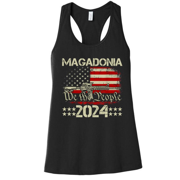 Magadonia 2024 Trump Supporter Proud Trump Voter Magadonian Women's Racerback Tank