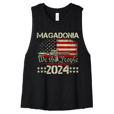 Magadonia 2024 Trump Supporter Proud Trump Voter Magadonian Women's Racerback Cropped Tank