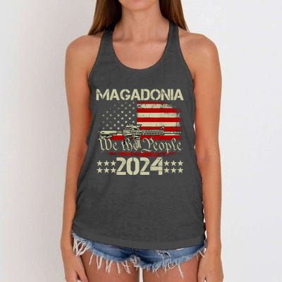 Magadonia 2024 Trump Supporter Proud Trump Voter Magadonian Women's Knotted Racerback Tank