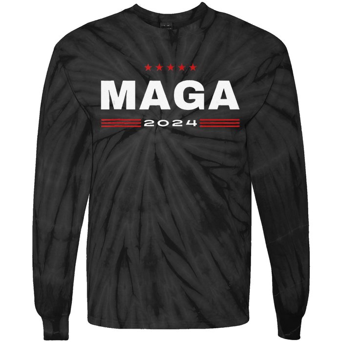 Maga 2024 Trump Supporters Presidential Election American Tie-Dye Long Sleeve Shirt