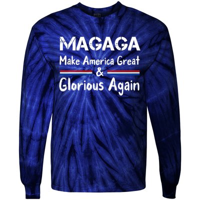 MAGAGA 2024 Trump 2024 Make America Great And Glorious Again Tie-Dye Long Sleeve Shirt