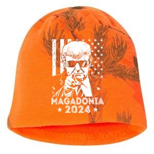 Magadonia 2024 Trump Supporter Proud Trump Voter Magadonian Kati - Camo Knit Beanie