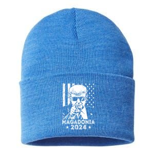 Magadonia 2024 Trump Supporter Proud Trump Voter Magadonian Sustainable Knit Beanie