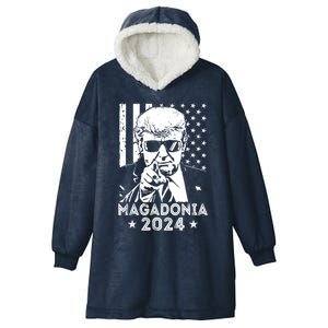 Magadonia 2024 Trump Supporter Proud Trump Voter Magadonian Hooded Wearable Blanket