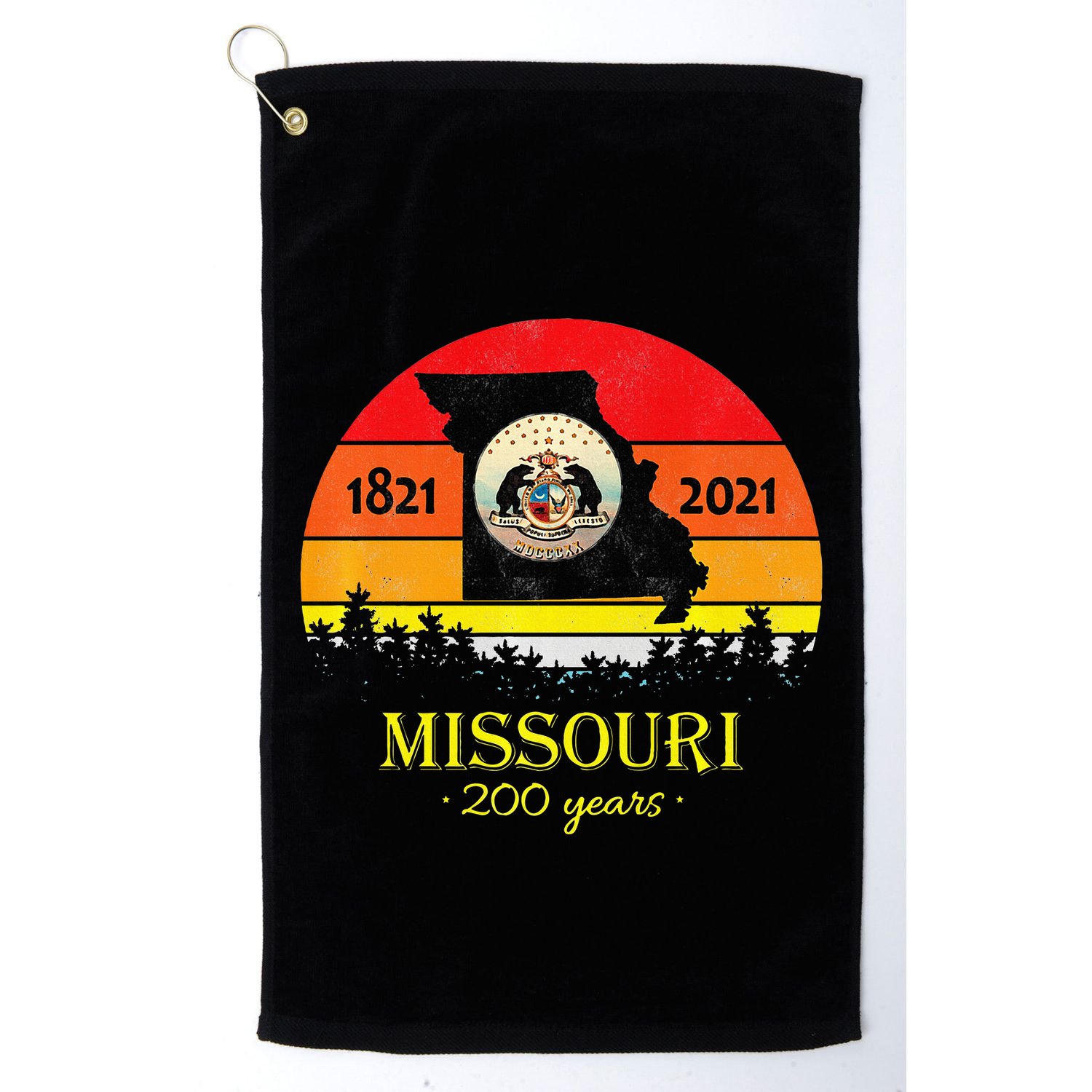 Missouri 200 Years 18212021 Vintage Retro Sunset Golf Towel