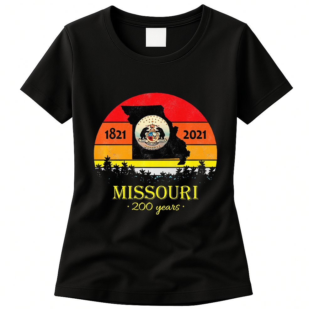Missouri 200 Years 18212021 Vintage Retro Sunset Womens T-Shirt