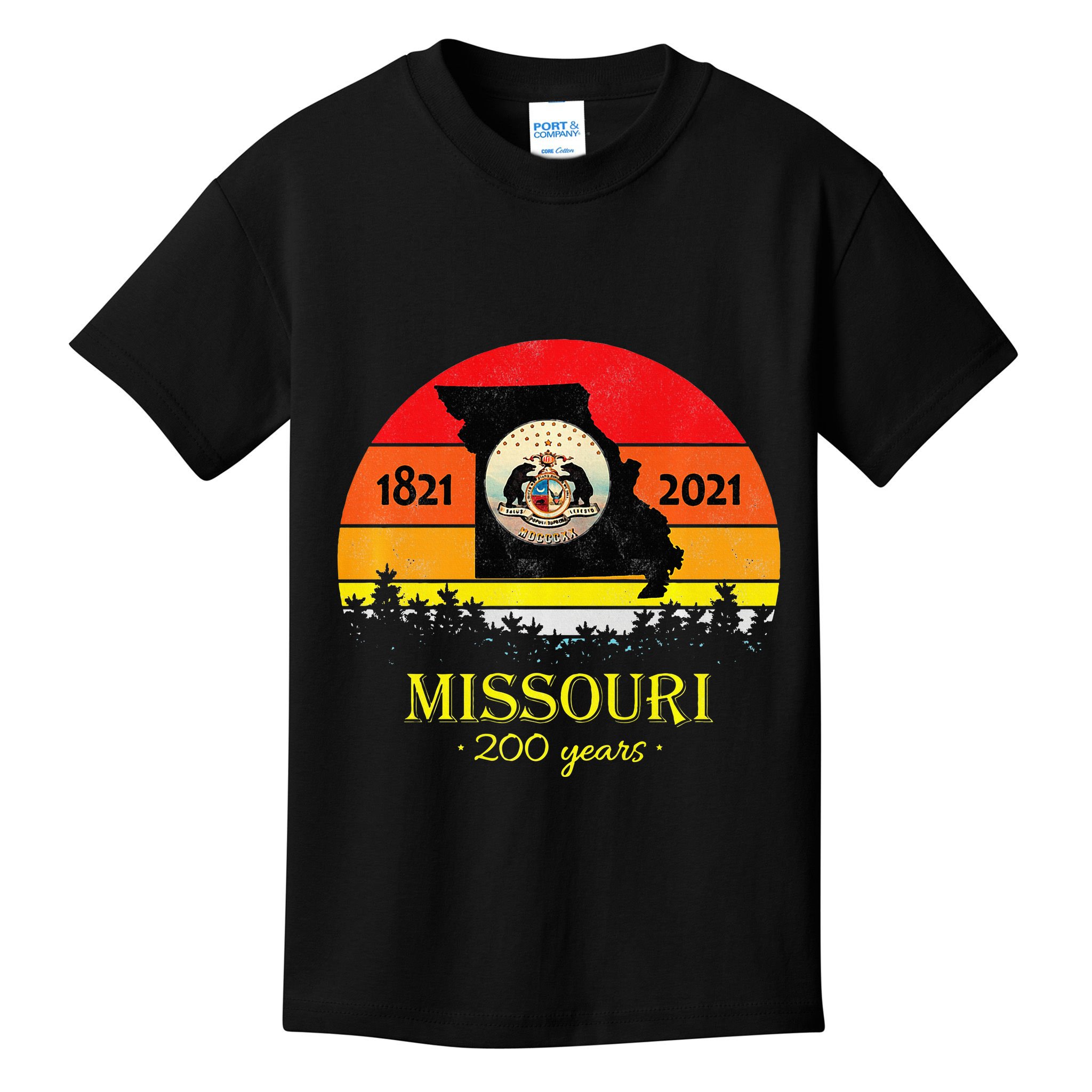 Missouri 200 Years 18212021 Vintage Retro Sunset Kids T-Shirt