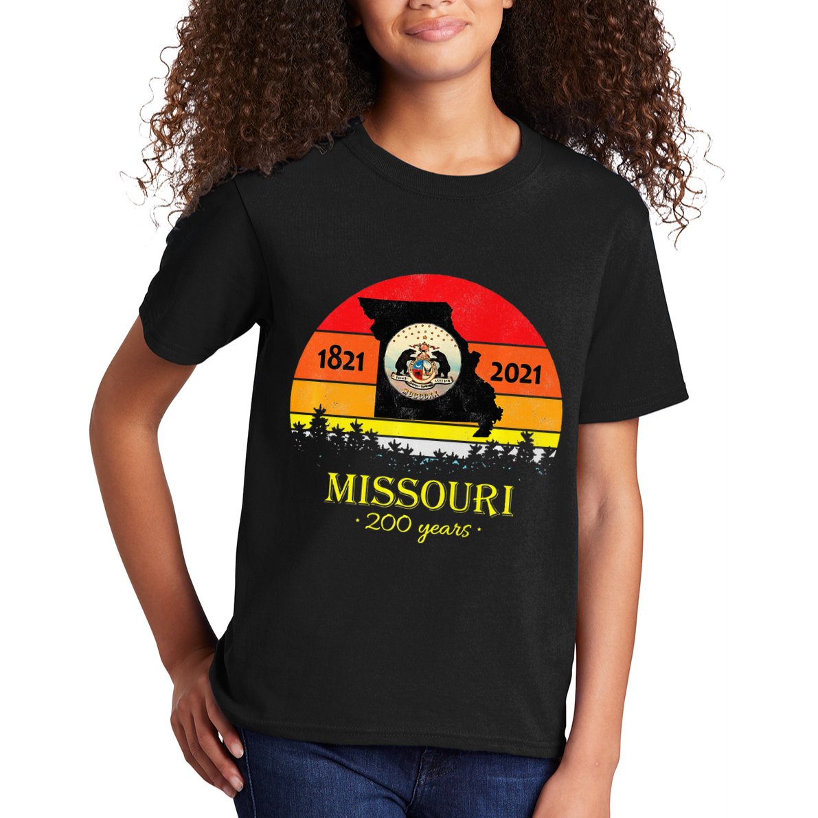 Missouri 200 Years 18212021 Vintage Retro Sunset Kids T-Shirt