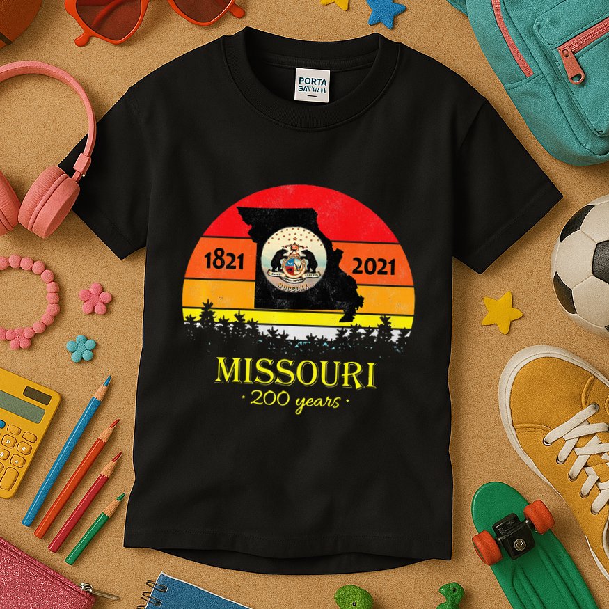 Missouri 200 Years 18212021 Vintage Retro Sunset Kids T-Shirt