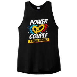 Married 2 Years Power Couple 2nd Wedding Anniversary Ladies PosiCharge Tri-Blend Wicking Tank