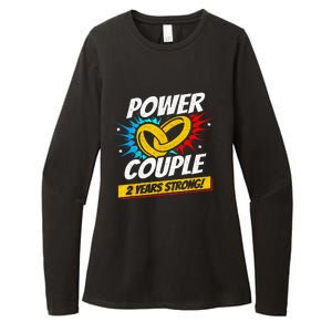 Married 2 Years Power Couple 2nd Wedding Anniversary Womens CVC Long Sleeve Shirt