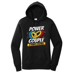 Married 2 Years Power Couple 2nd Wedding Anniversary Women's Pullover Hoodie