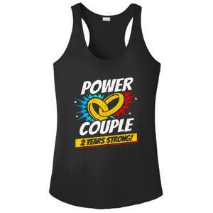 Married 2 Years Power Couple 2nd Wedding Anniversary Ladies PosiCharge Competitor Racerback Tank