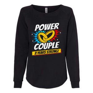 Married 2 Years Power Couple 2nd Wedding Anniversary Womens California Wash Sweatshirt