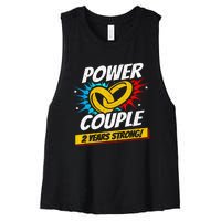 Married 2 Years Power Couple 2nd Wedding Anniversary Women's Racerback Cropped Tank