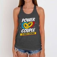 Married 2 Years Power Couple 2nd Wedding Anniversary Women's Knotted Racerback Tank