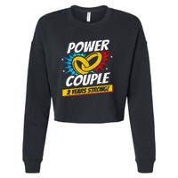 Married 2 Years Power Couple 2nd Wedding Anniversary Cropped Pullover Crew