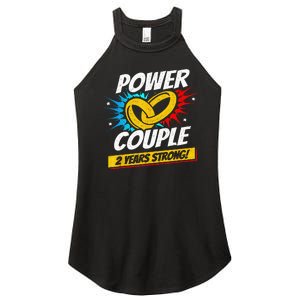 Married 2 Years Power Couple 2nd Wedding Anniversary Women's Perfect Tri Rocker Tank