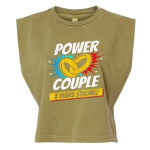 Married 2 Years Power Couple 2nd Wedding Anniversary Garment-Dyed Women's Muscle Tee