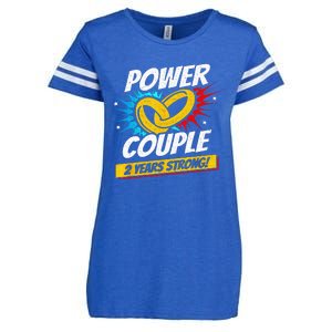 Married 2 Years Power Couple 2nd Wedding Anniversary Enza Ladies Jersey Football T-Shirt