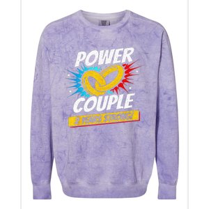 Married 2 Years Power Couple 2nd Wedding Anniversary Colorblast Crewneck Sweatshirt