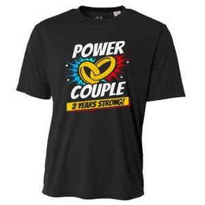 Married 2 Years Power Couple 2nd Wedding Anniversary Cooling Performance Crew T-Shirt