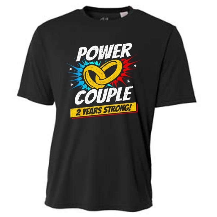 Married 2 Years Power Couple 2nd Wedding Anniversary Cooling Performance Crew T-Shirt